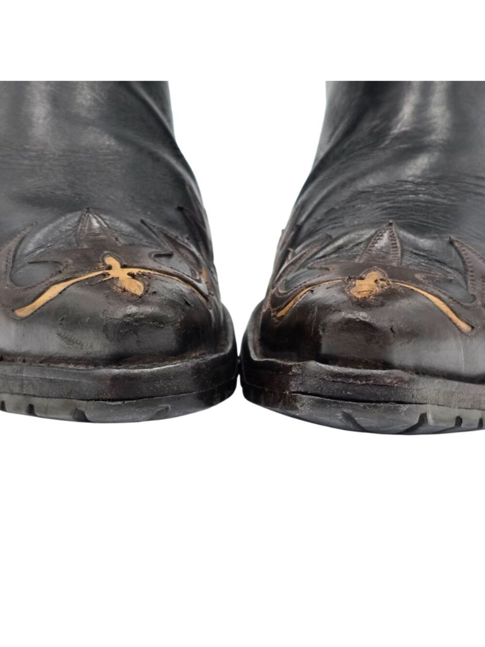 Liberty Boots Co Mens 12D Black Brown Leather Cowboy Western Biker Motorcycle - Picture 11 of 16